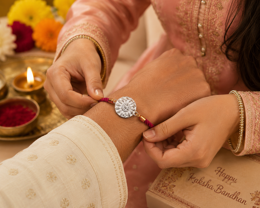 Silver Floral Elegance Rakhi