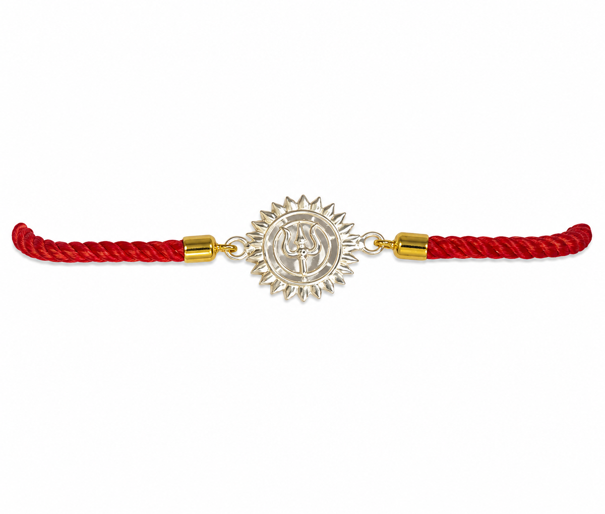 Red Braided Rakhi with Sunburst Medallion