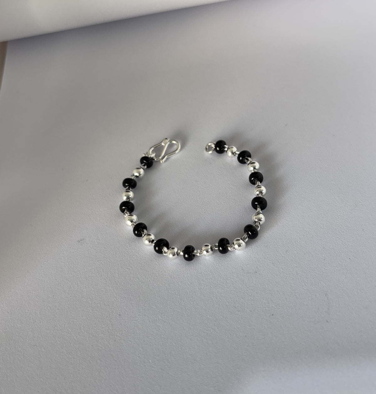 925 Silver Black Bead Bracelet