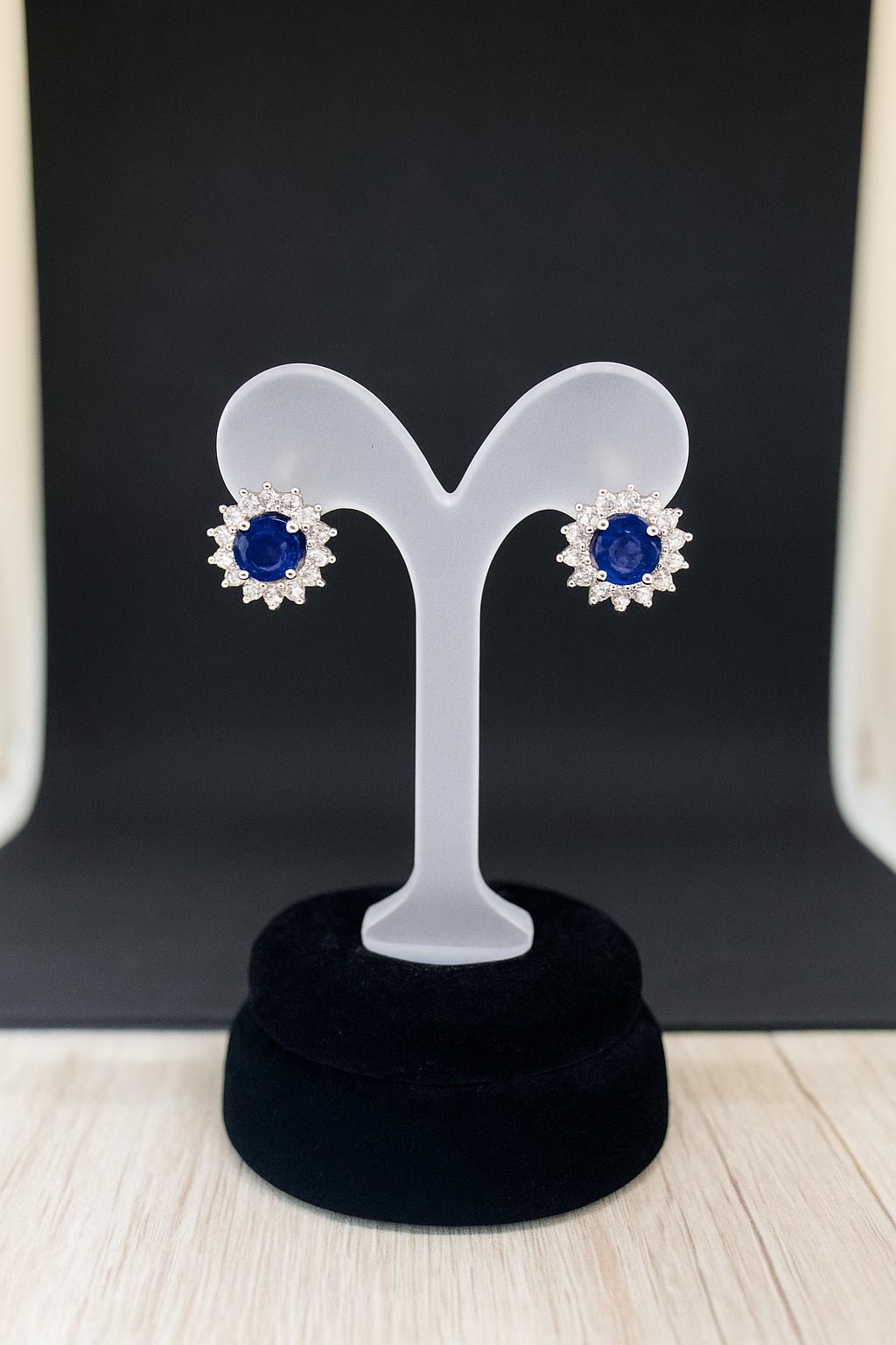 Silver Sapphire Bloom Earrings