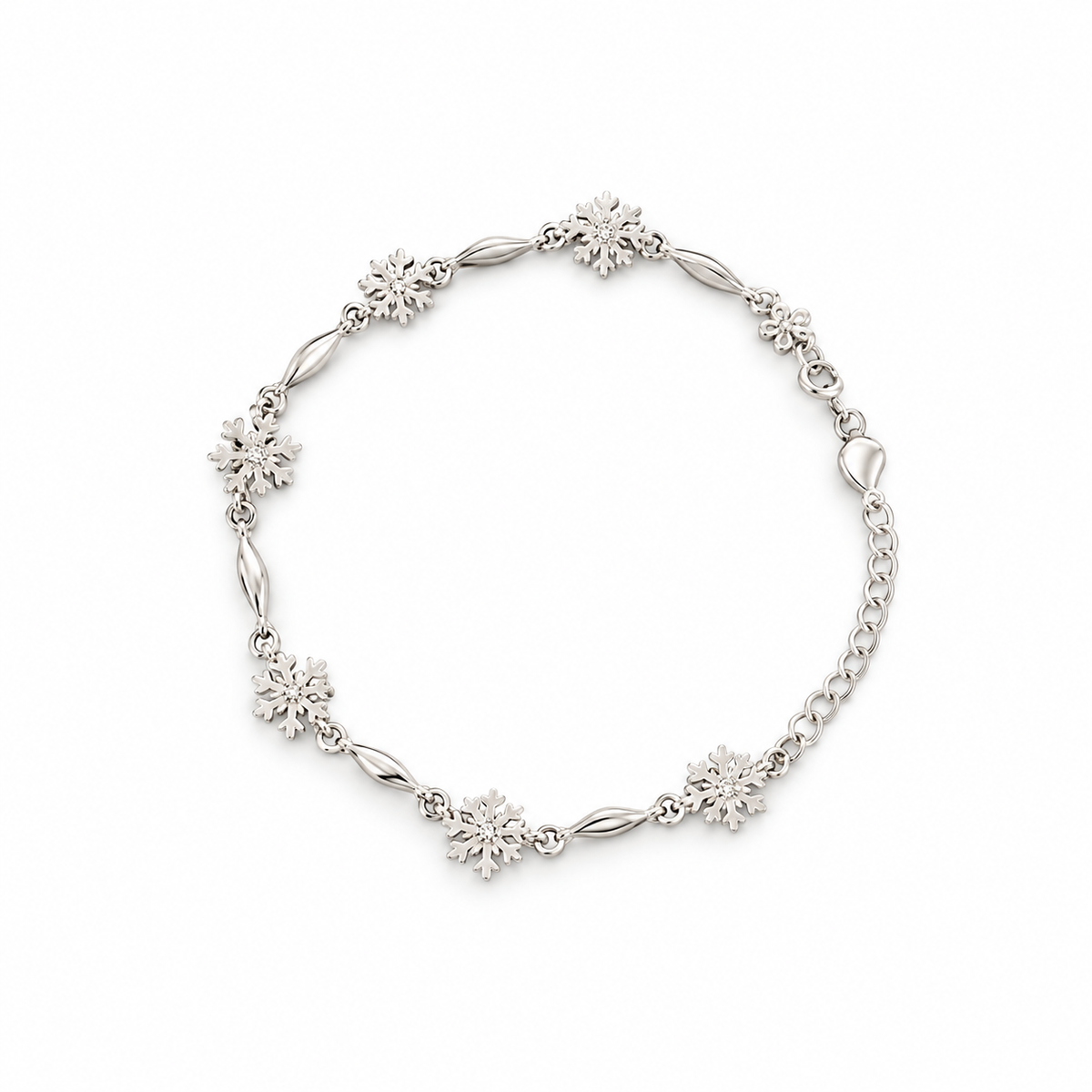 Silver Bloom & Snowflake Bracelet