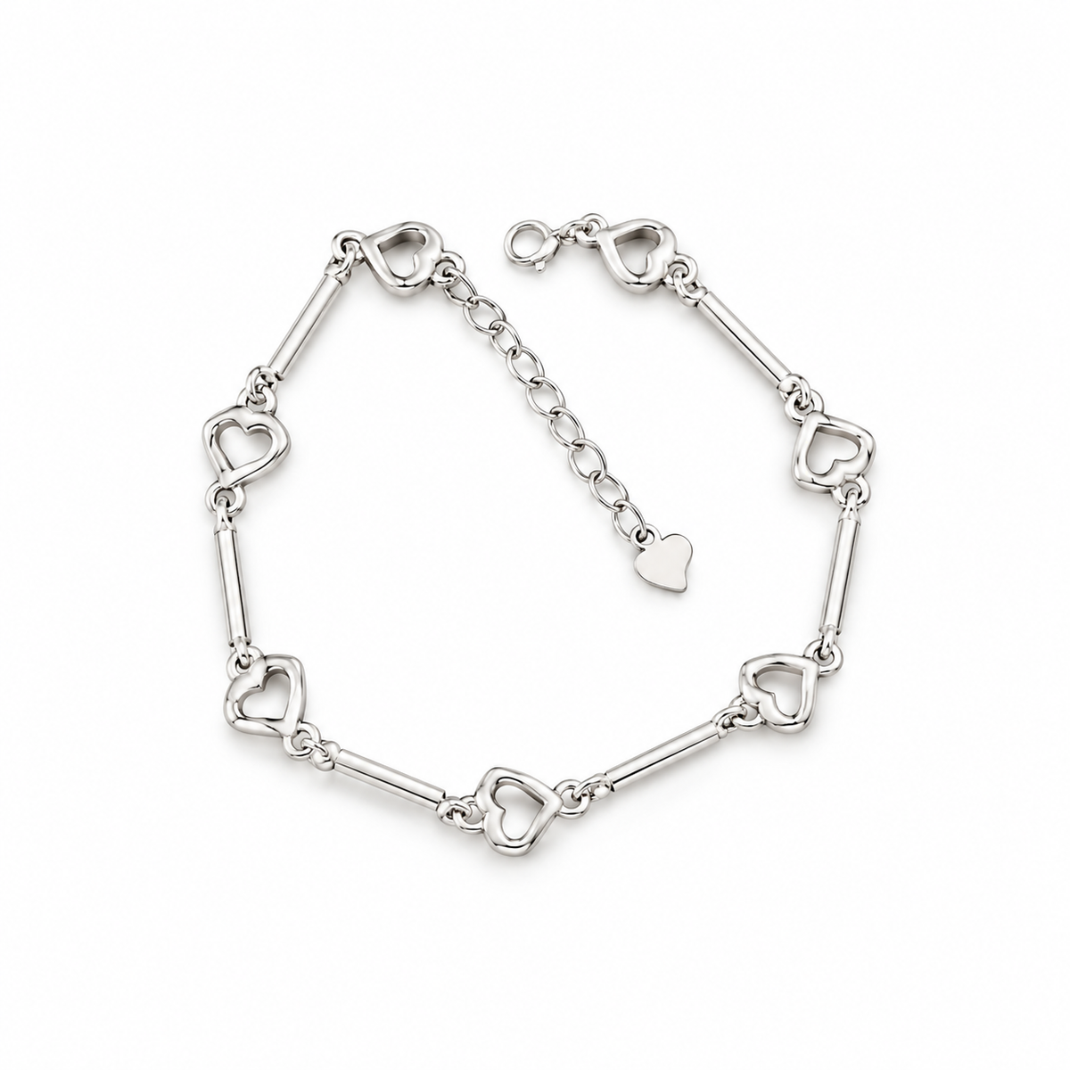 Silver Heart Link Bracelet