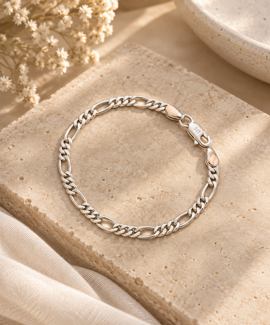 925 Silver Figaro Link Bracelet