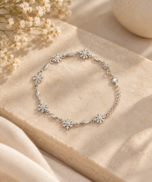 Silver Bloom & Snowflake Bracelet
