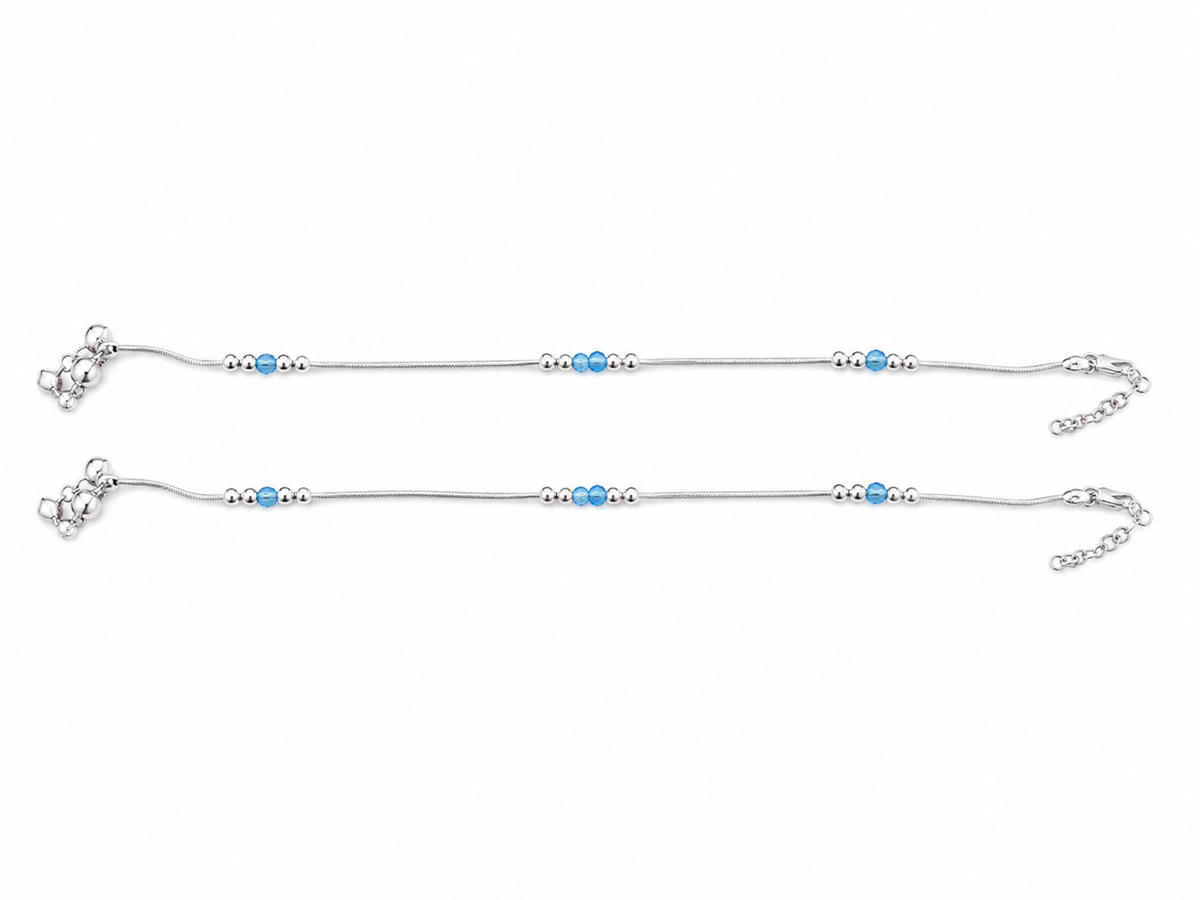 Silver Azure Anklet Duo