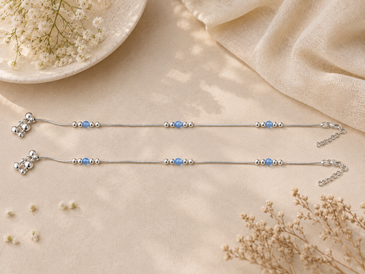Silver Azure Anklet Duo