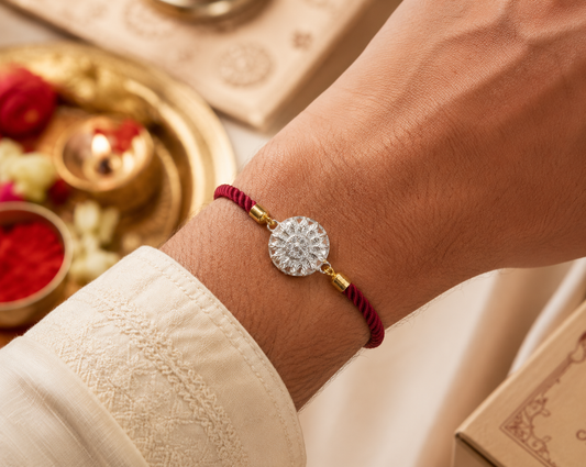 Silver Floral Elegance Rakhi