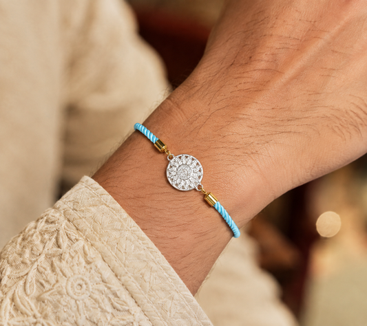 Azure Bloom Silver Rakhi