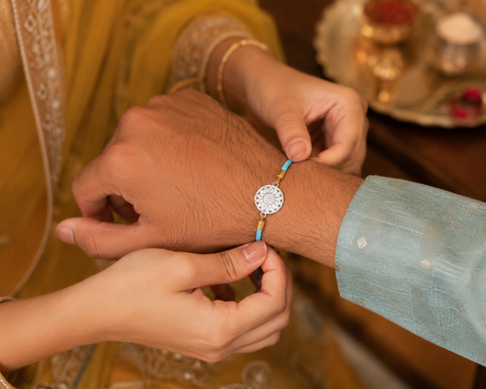 Azure Bloom Silver Rakhi