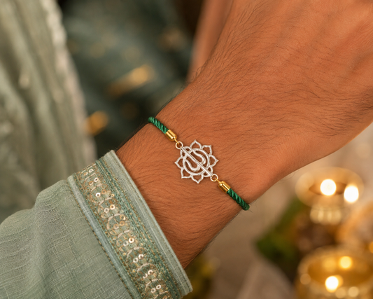Emerald Lotus Silver Rakhi