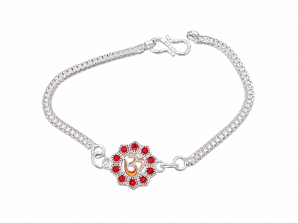 Divine Om Silver Rakhi