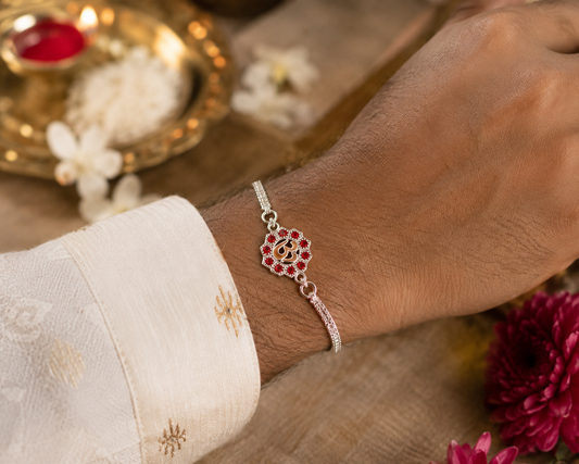 Divine Om Silver Rakhi