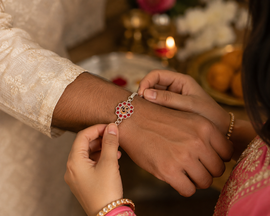 Divine Om Silver Rakhi