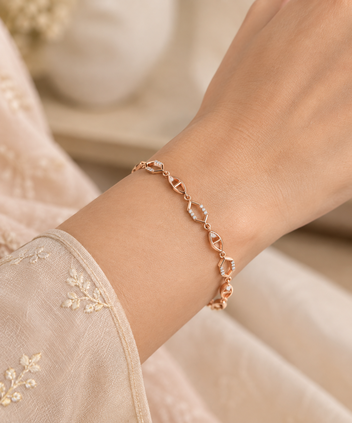 Rose Gold Geometric Silver Bracelet