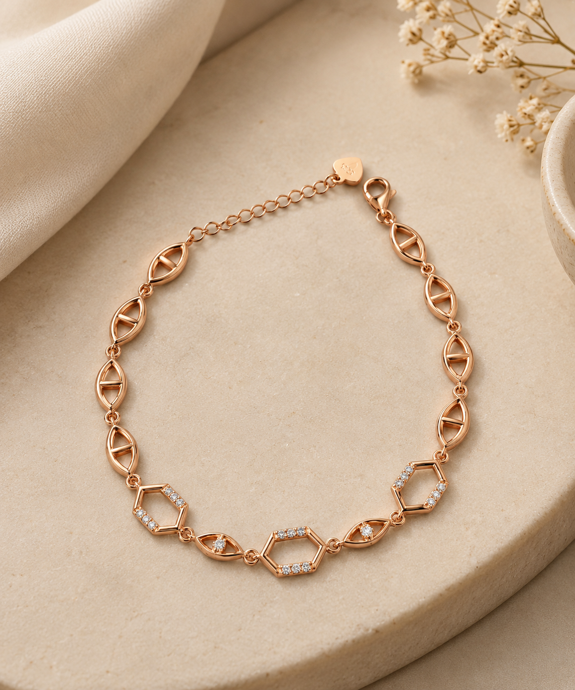 Rose Gold Geometric Silver Bracelet