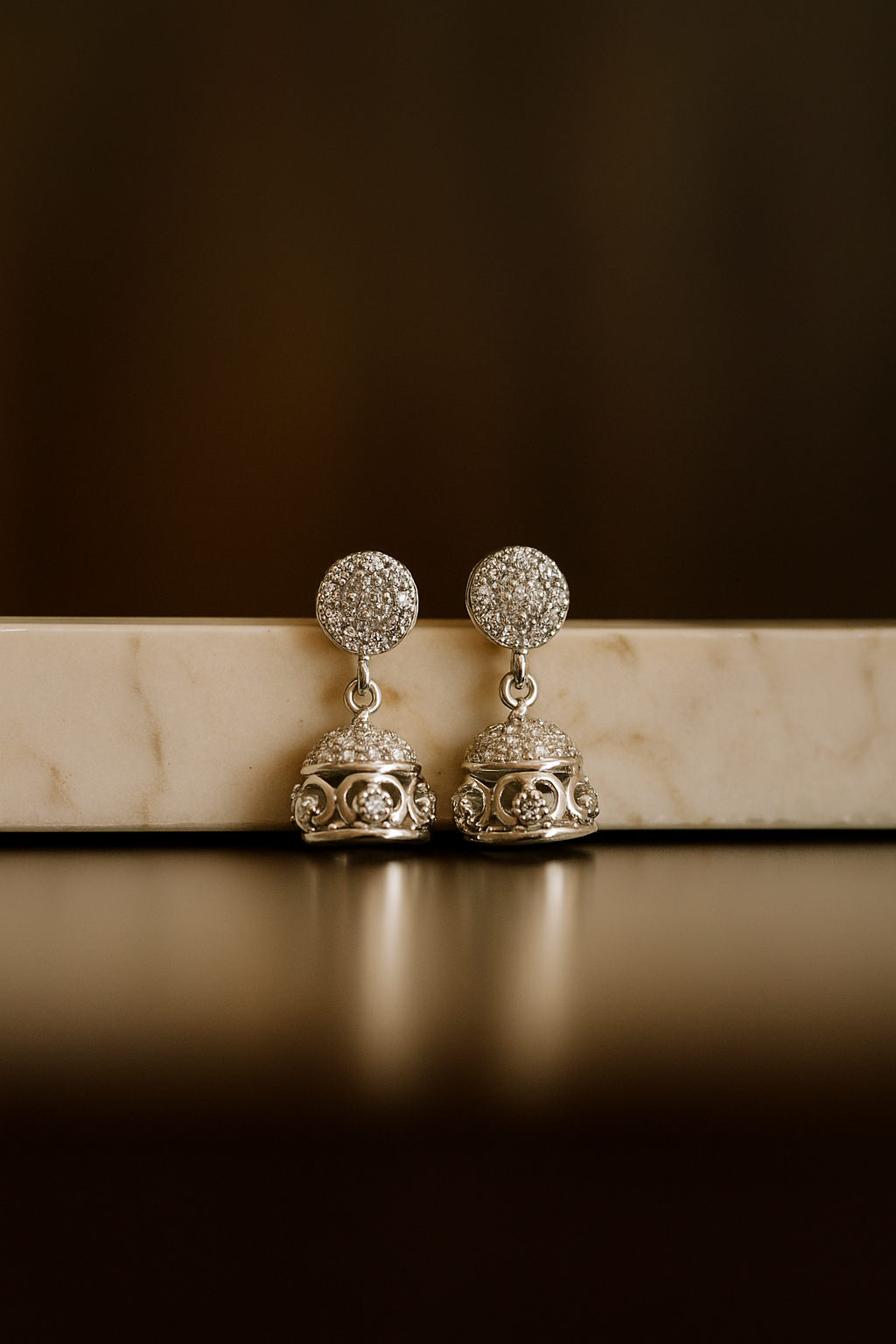 925 Sterling Silver Floral Drop Jhumki Earrings