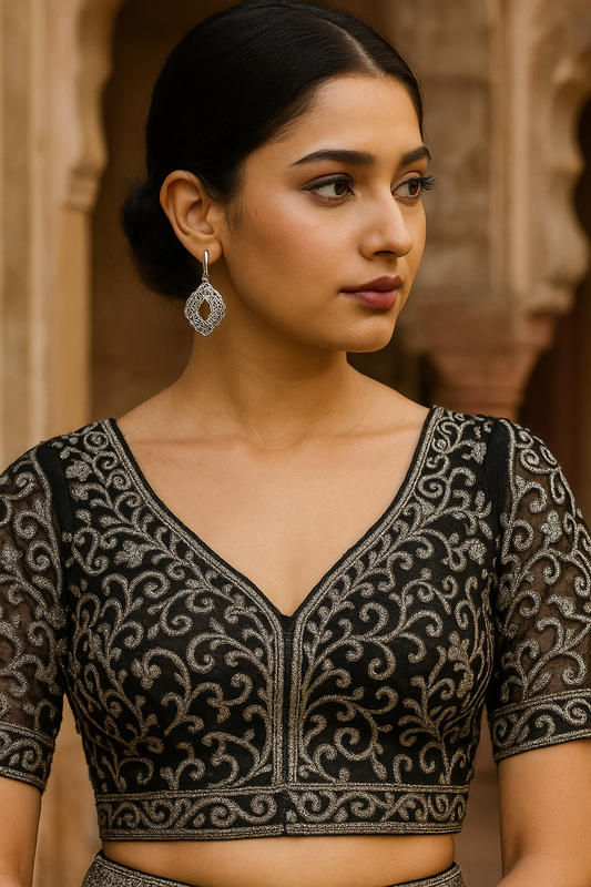 Oxidised Silver Jal Drop Earrings