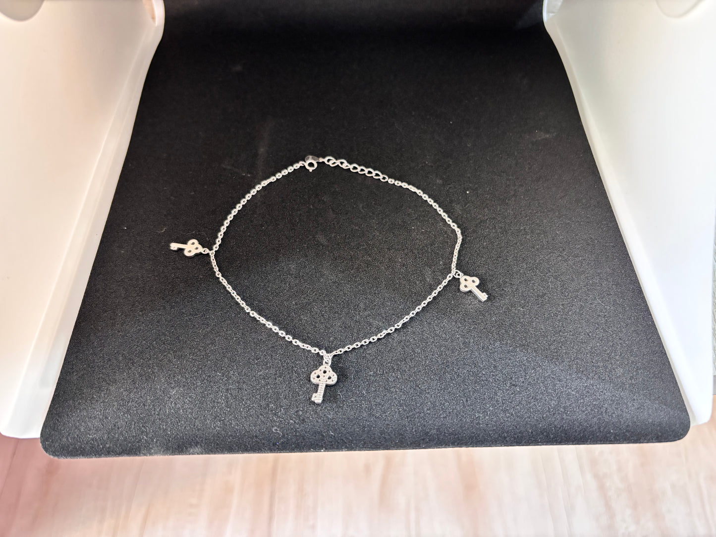 925 Sterling Silver Key Anklet