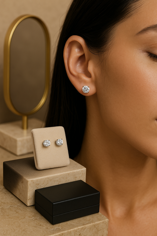 Silver Glint Solitaire Studs