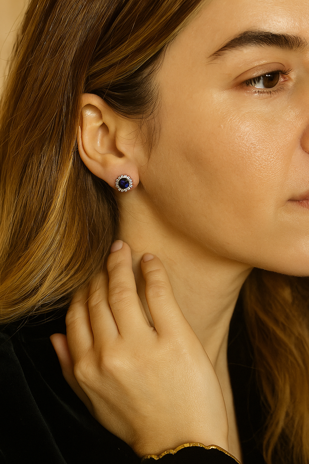Silver Sapphire Bloom Earrings