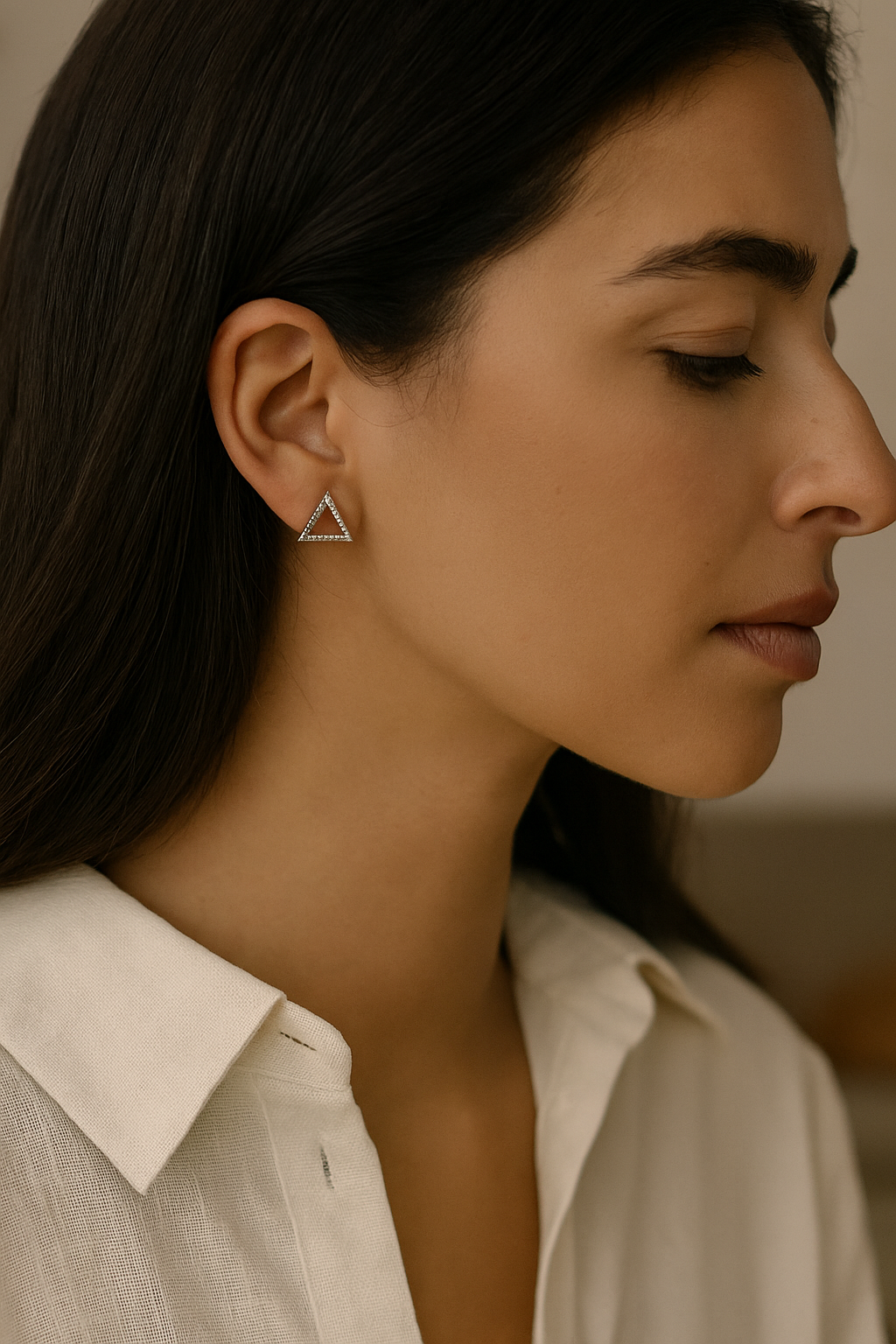 Oxidised Silver Triangle Stud Earrings