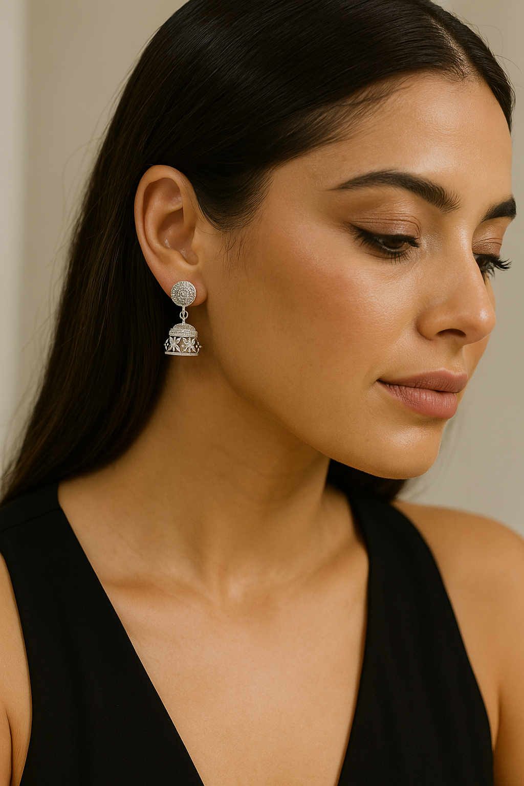 925 Sterling Silver Floral Drop Jhumki Earrings