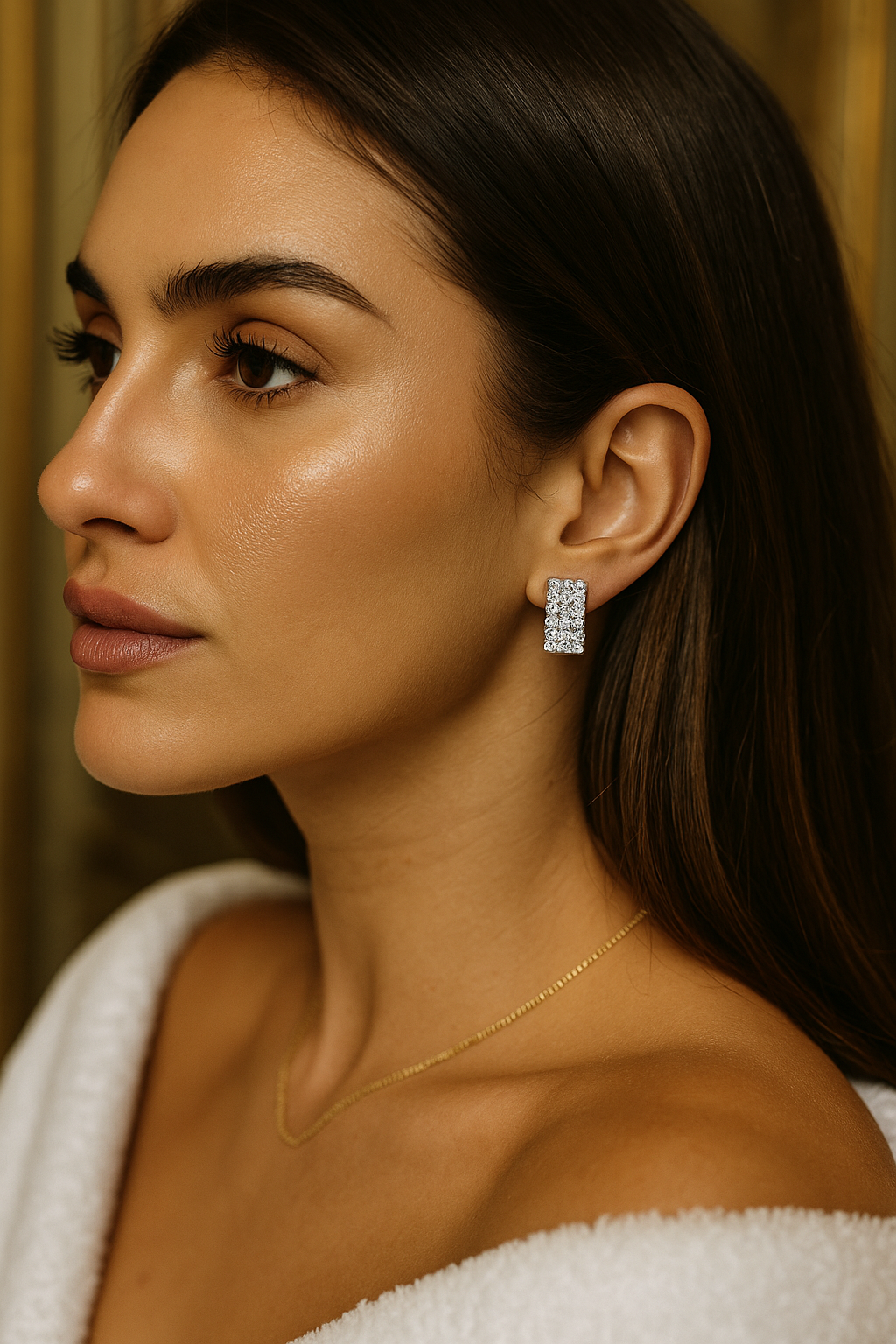 Silver Rectangular Solitaire Studs