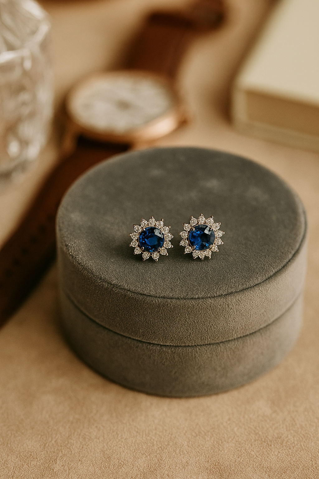 Silver Sapphire Bloom Earrings