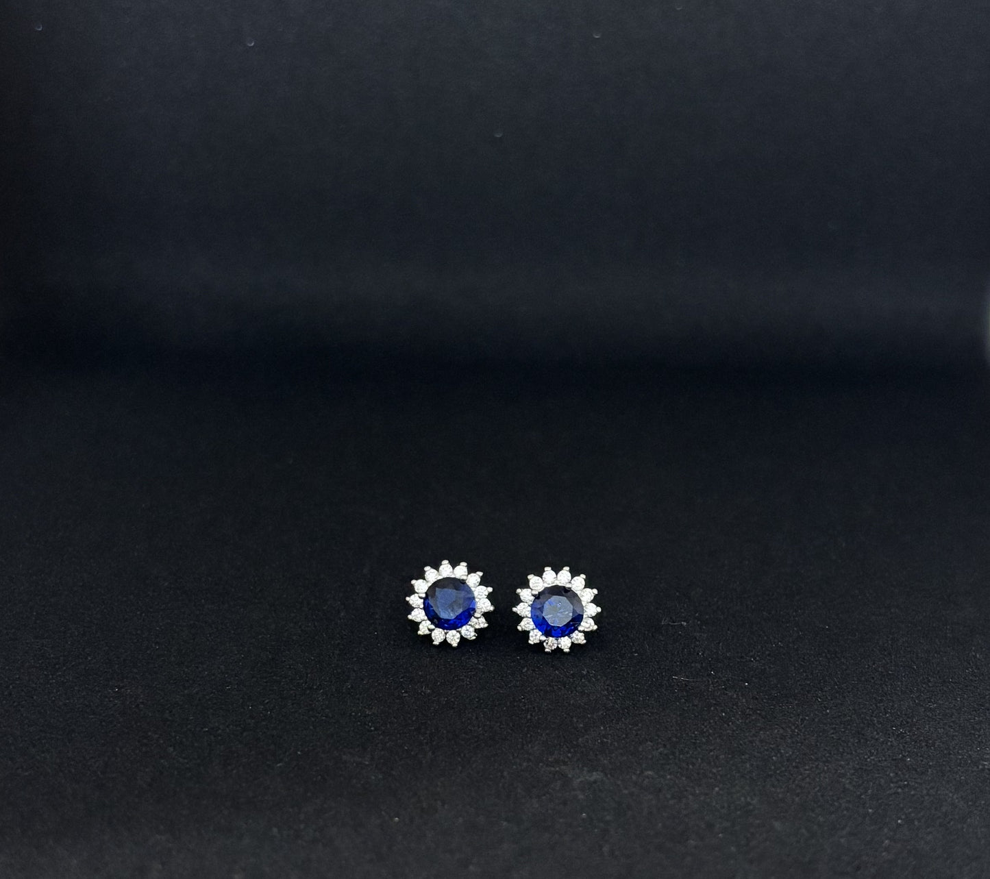 Silver Sapphire Bloom Earrings