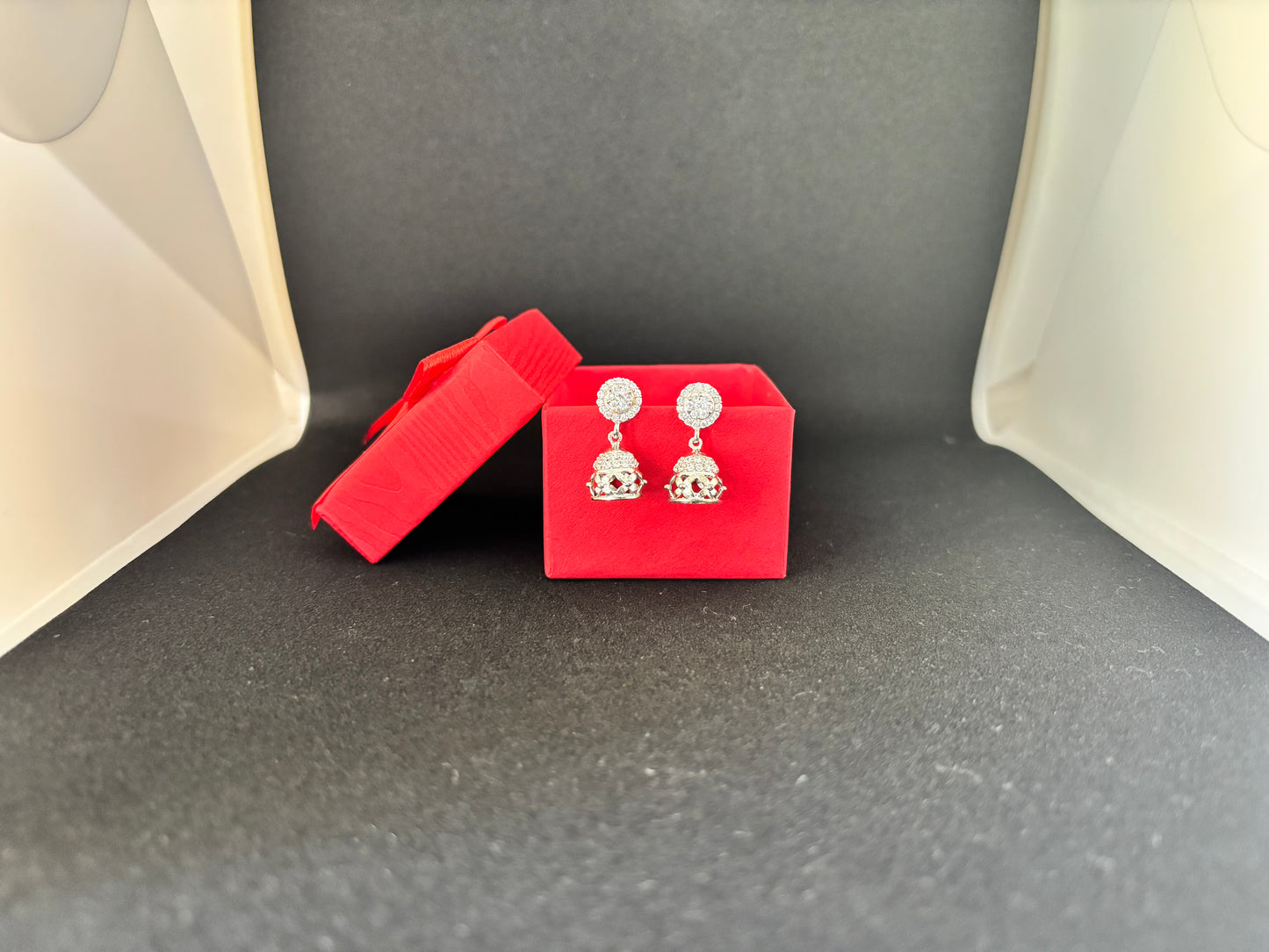 925 Sterling Silver Floral Drop Jhumki Earrings