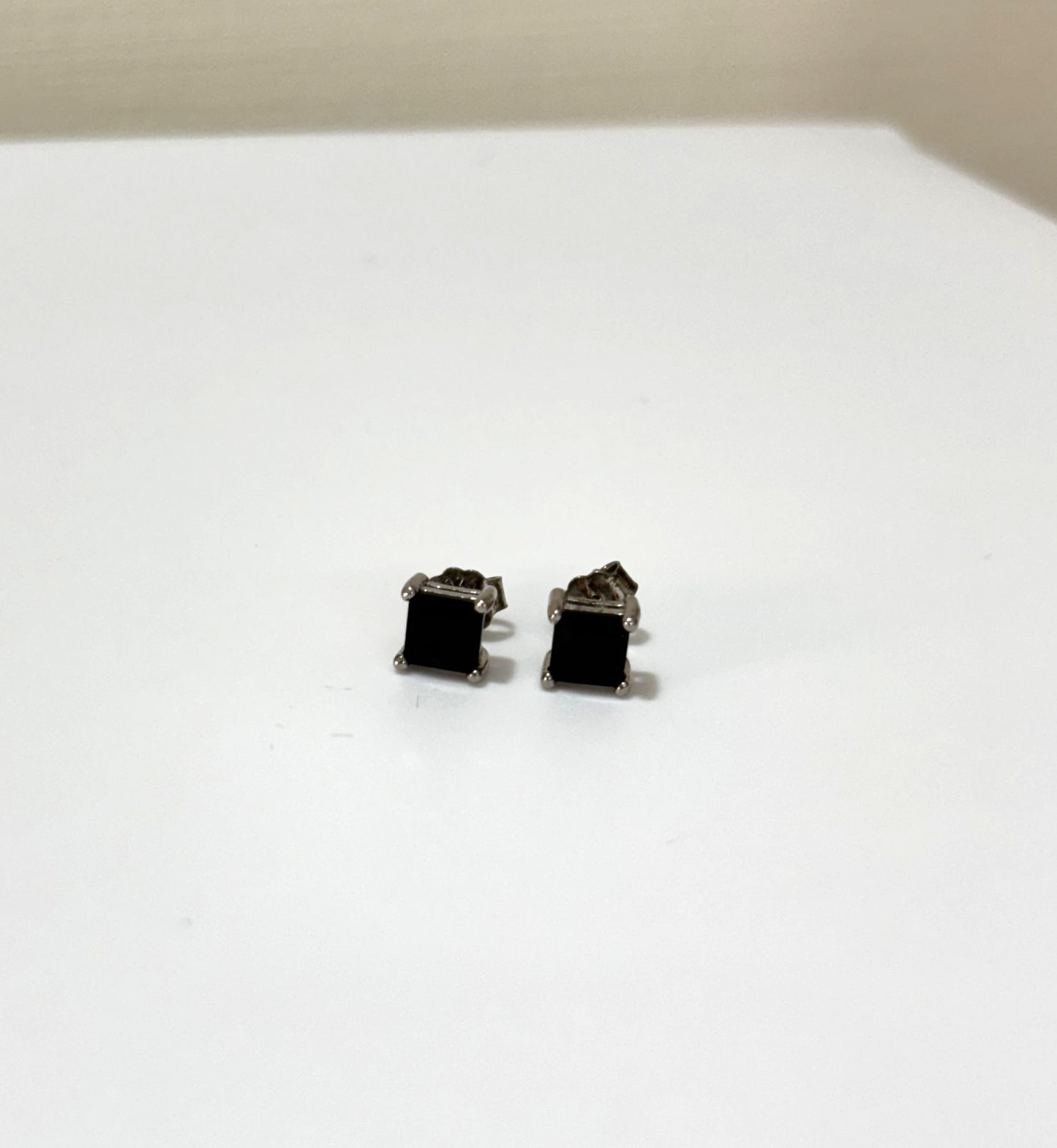 Sterling Silver Black Square Stud Earrings