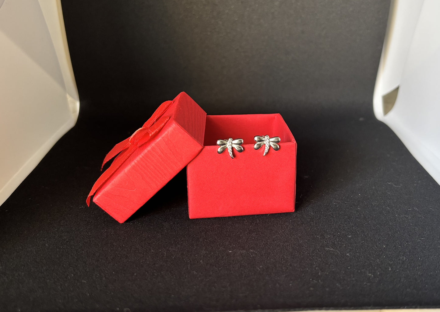 Silver Dragonfly Studs