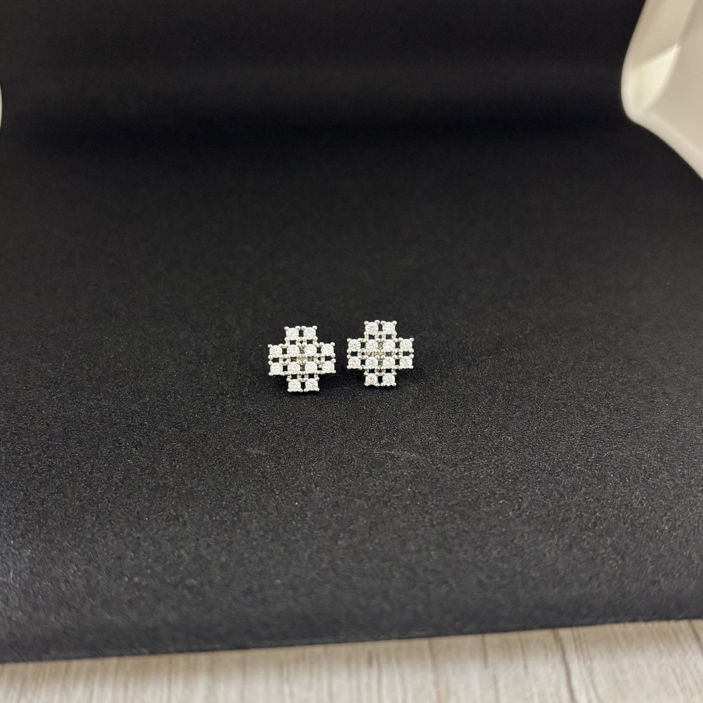 Silver Pixel-Cut Square Studs