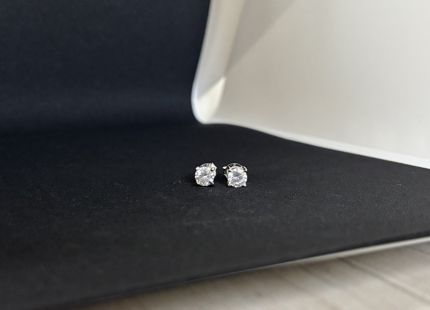 Silver Glint Solitaire Studs