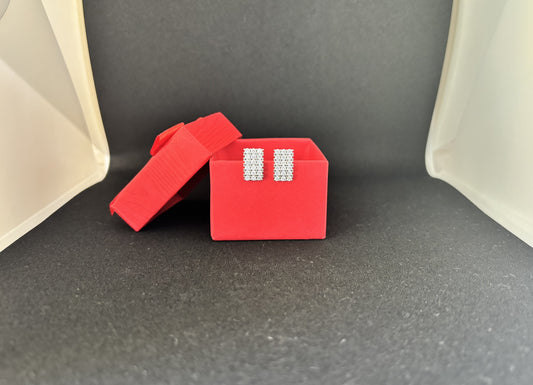 Silver Rectangular Solitaire Studs