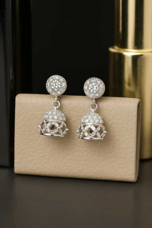 925 Sterling Silver Floral Drop Jhumki Earrings