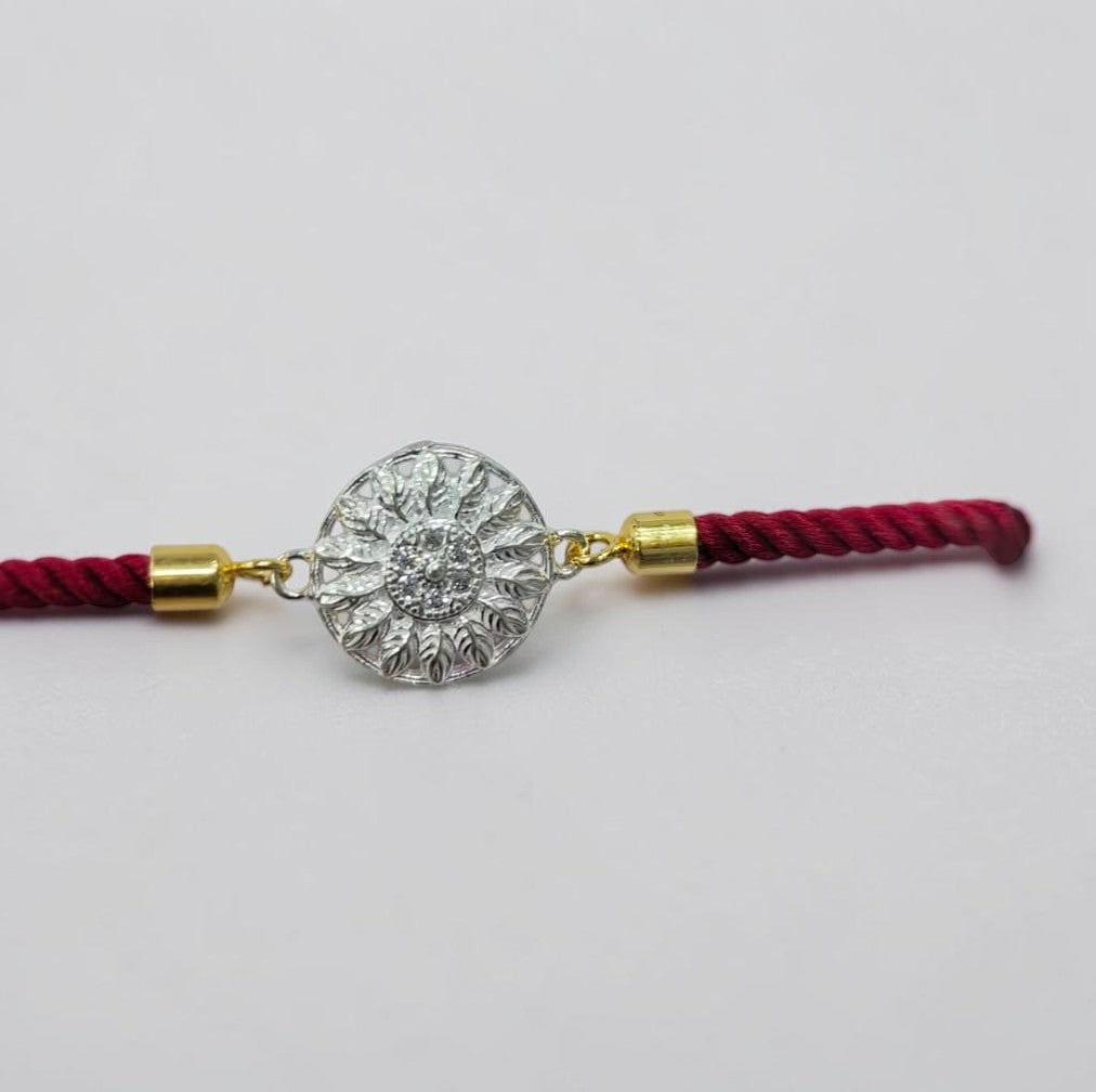 Silver Floral Elegance Rakhi