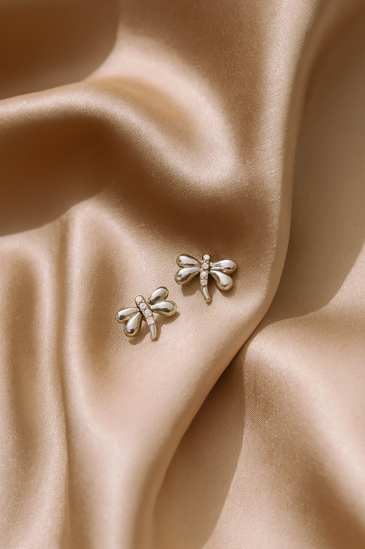 Silver Dragonfly Studs