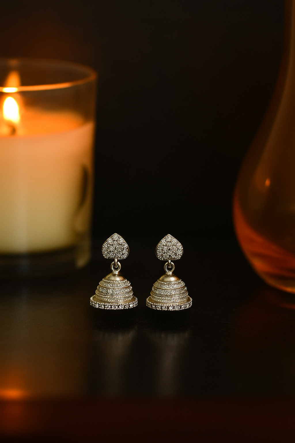 925 Sterling Silver Leaf Drop Jhumki Earrings