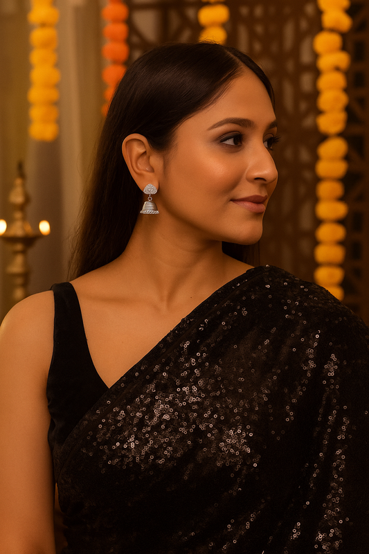 925 Sterling Silver Leaf Drop Jhumki Earrings