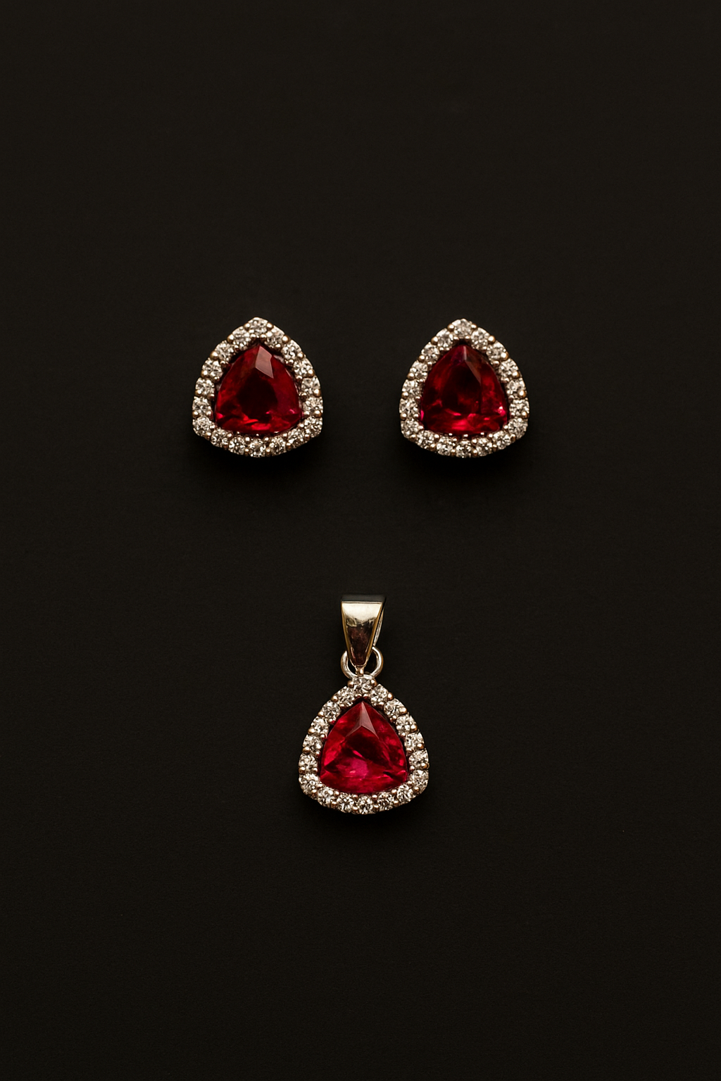 Classic Silver Ruby Curve Set – Bold Shape, Refined Sparkle