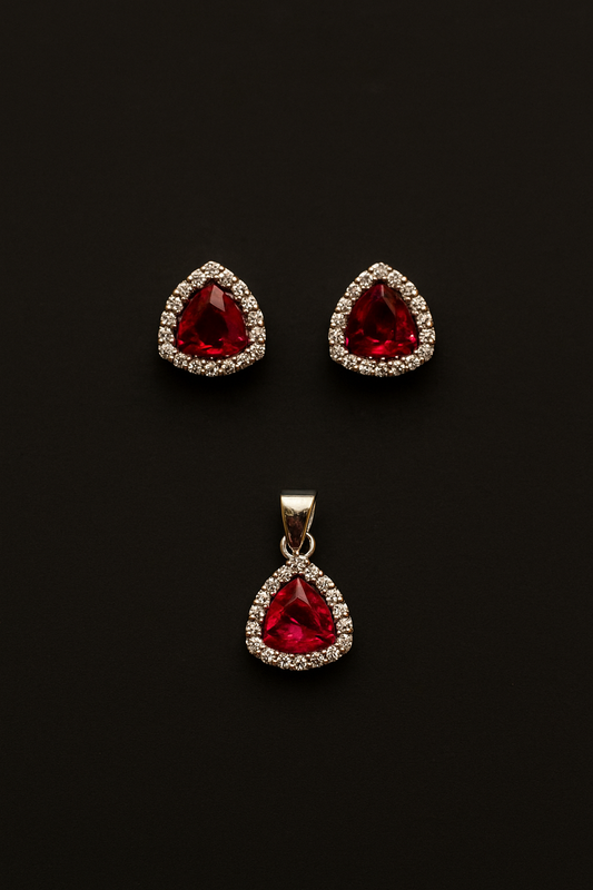 Classic Silver Ruby Curve Set – Bold Shape, Refined Sparkle