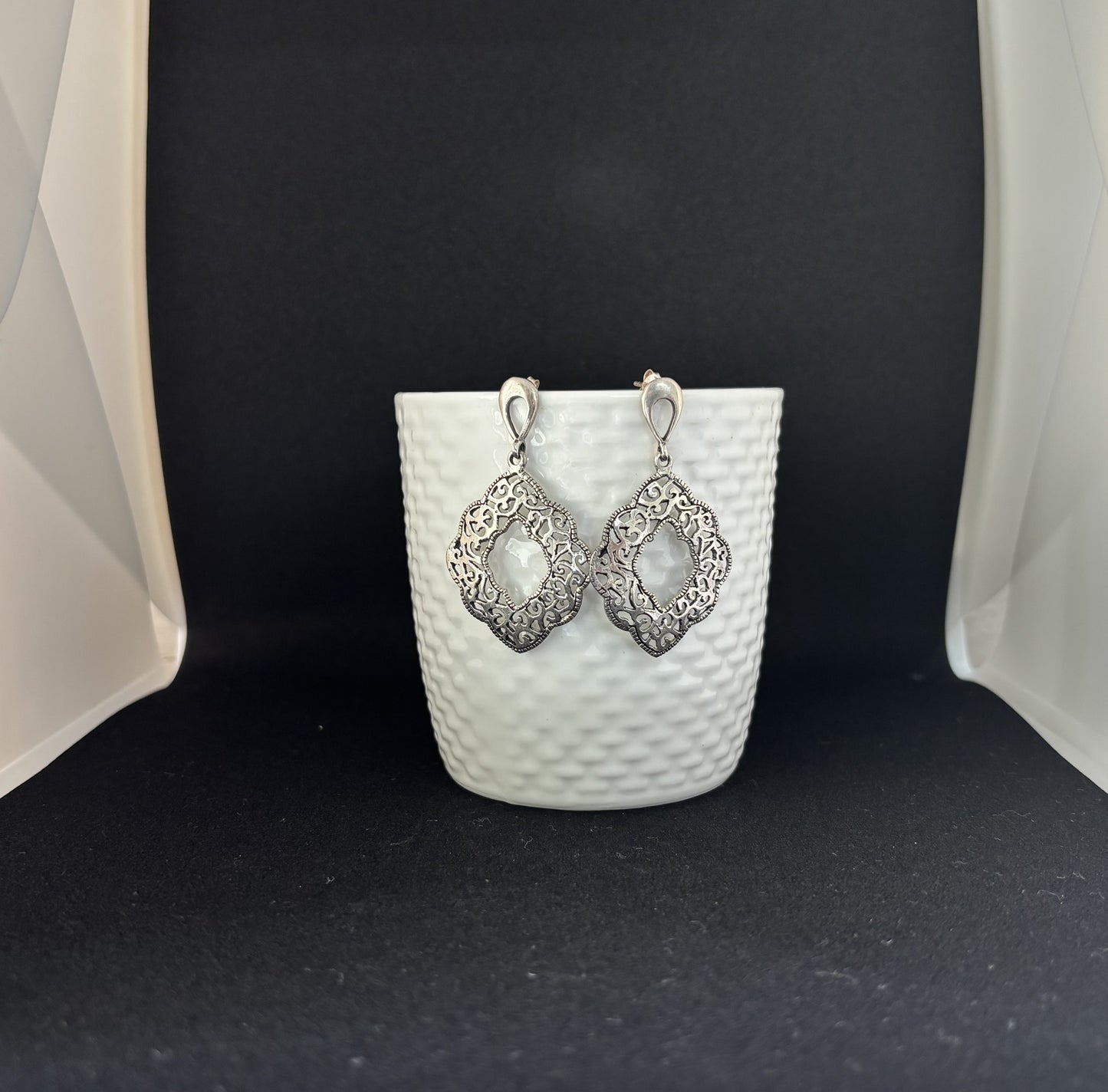 Oxidised Silver Jal Drop Earrings