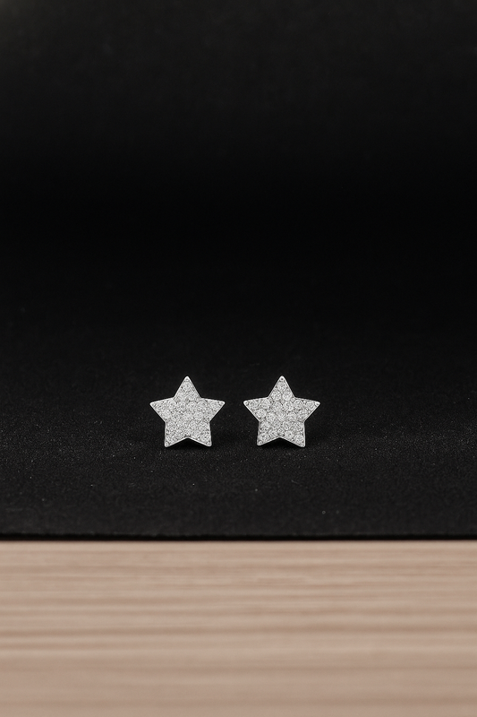 Silver Star Cut Studs – Subtle Sparkle, Timeless Shine
