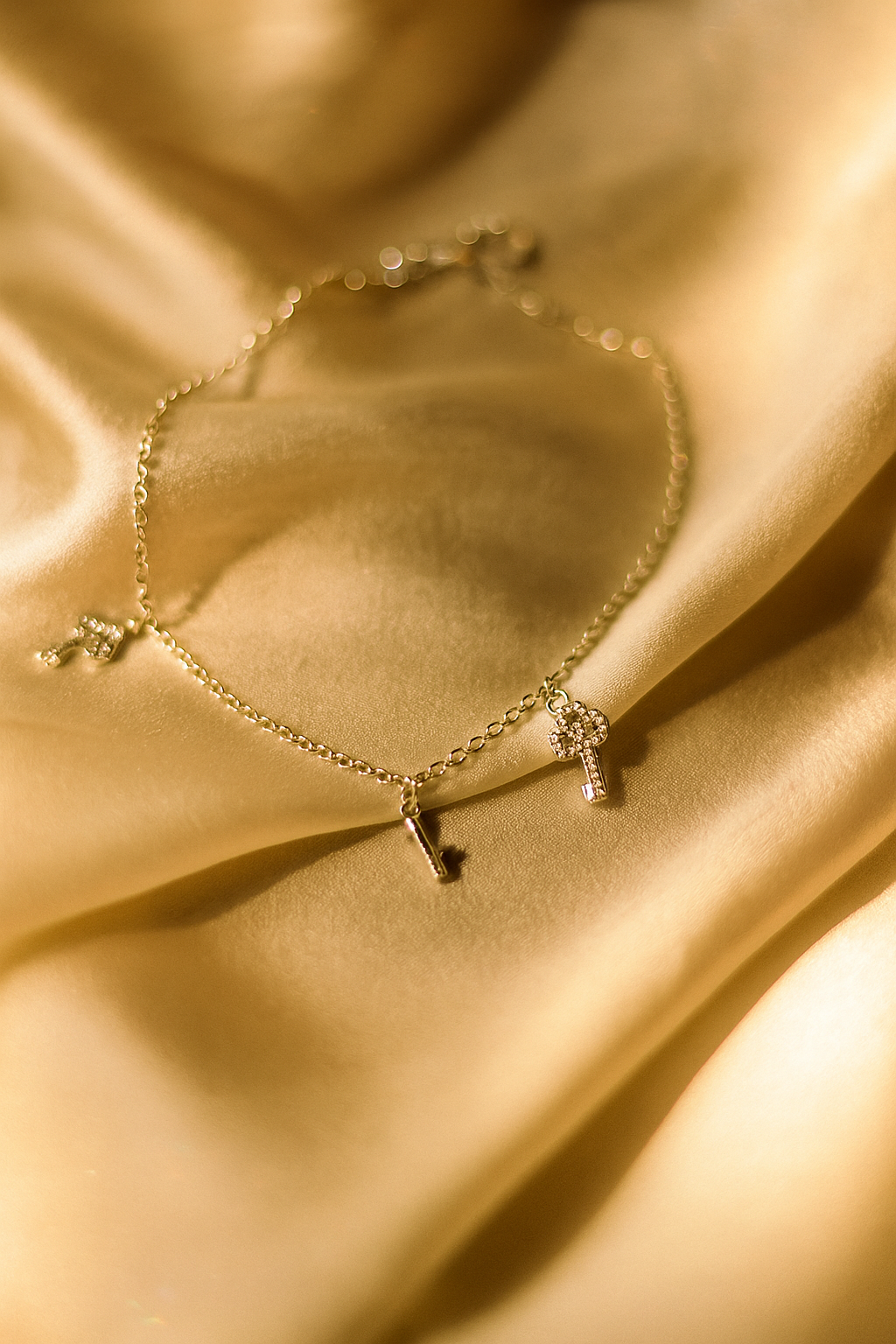 925 Sterling Silver Key Anklet