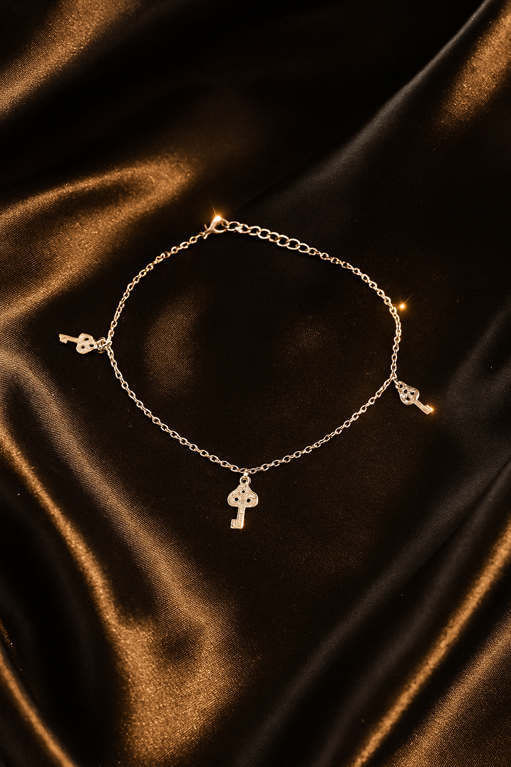 925 Sterling Silver Key Anklet