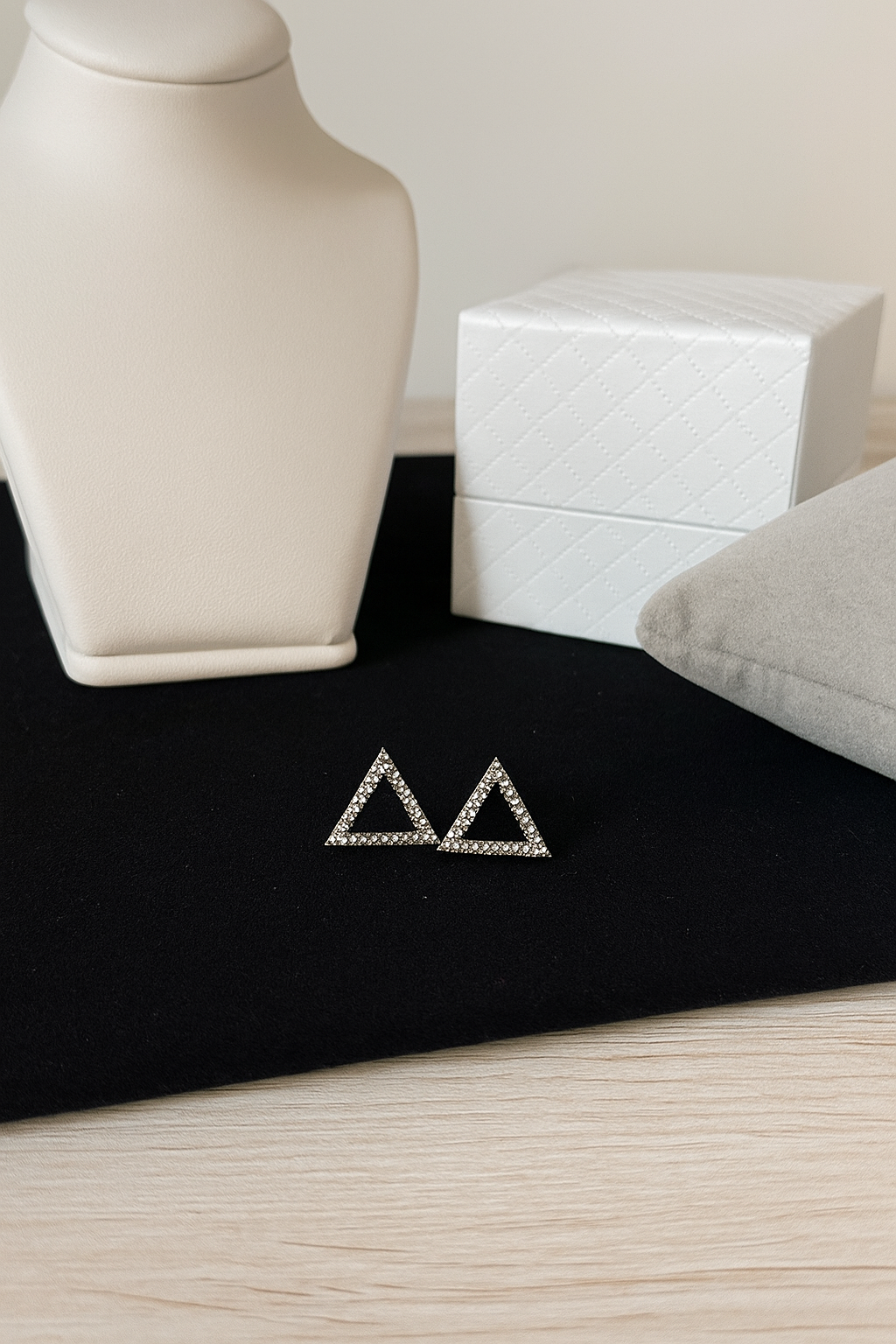 Oxidised Silver Triangle Stud Earrings