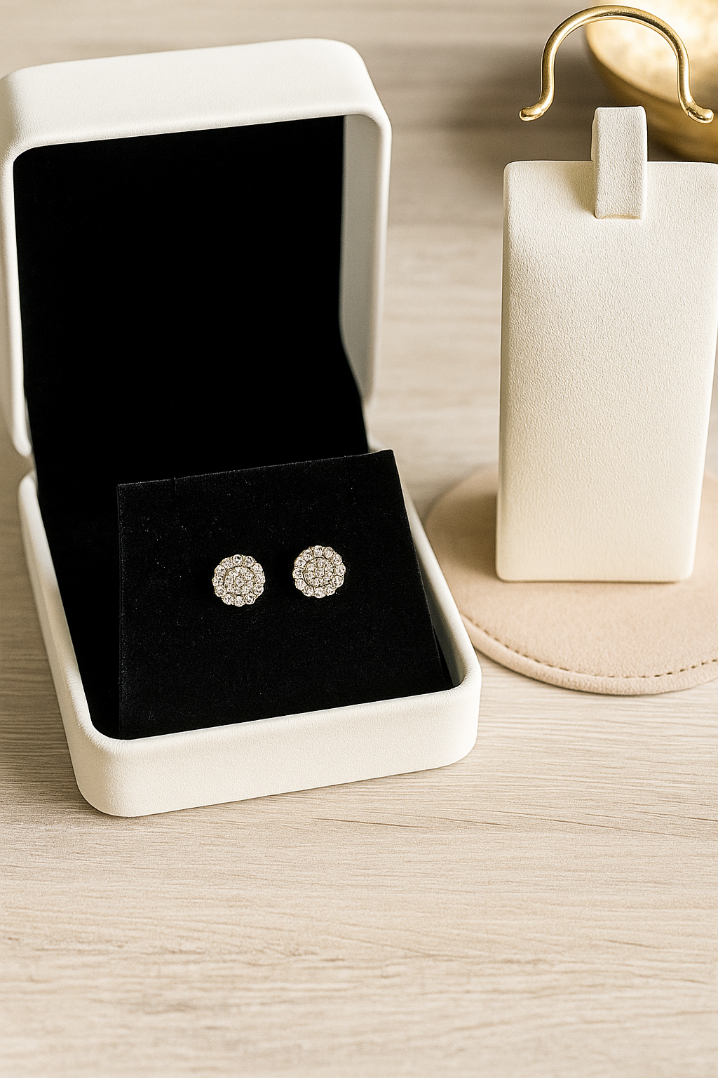 Silver Floral Solitaire Studs