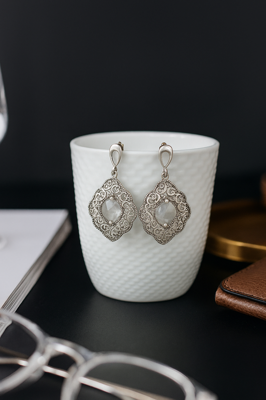 Oxidised Silver Jal Drop Earrings